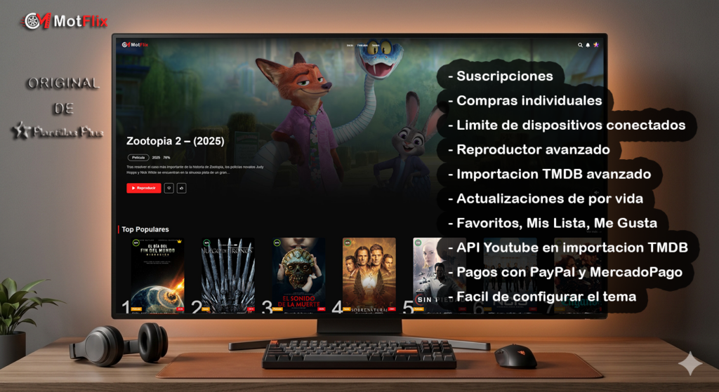 MotFlix – Plantilla para Peliculas, Series, Novelas – Suscripcion
